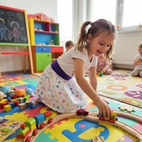 Resim Kaf Kumaş Kız Çocuk Desenli Saten Etek 