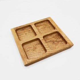 Resim Wood Provence Ahşap Kare 4 Gözlü Kahvaltılık Ve Çerez Tabağı Zeytin Ağacı 25 Cm 