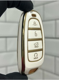 Resim Hyundai 2021-2022 Yeni Tucson Santa Fe Kılıfı Beyaz Gold 