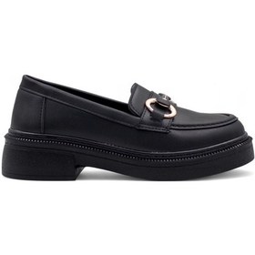 Resim White Angel Toka Detaylı Kadın Loafer Ayakkabı Siyah 