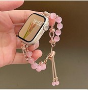 Resim Tenfowee iOs Watch Uyumlu İçin Gümüş Altın Zincirli Kedi Gözü Taşlı Bileklik - 38/40/41mm, Lüks Stili Ve Konforlu Taşıma, Tam Uyumlu Ve Şık Tasarım 
