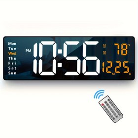 Resim 41.15cm Büyük LED Dijital Duvar Saati Uzaktan Kumanda ile - Otomatik Parlaklık Dimmer, Tarih ve Sıcaklık Gösterimi, USB Güçlü, Modern Oturma Odası Dekoru, Oturma Odası Saati | Modern Duvar Saati | Dijital Gösterim 