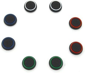 Resim 4 çift/8 adet yedek silikon Thumb Grip sürücü Analog Joystick Grips şapka caps Cover uçlar koruma kapağı Joystick Kapak Dualshock kontrol çubukları için PlayStation PS4/ps3/XBOX One/XBOX 360/Nintendo Wii U Controller'lerin Game Black 