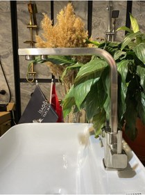 Resim İsaoğlu Yapı Arıtmalı Mutfak Bataryası Mat Krom Evye Musluk Arıtıcılı Fırçalanmış Nikel Batarya Krom 