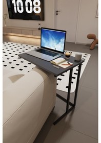 Resim Trend Metal Ayaklı Laptop Sehpası Kahvaltı Masası Çalışma Sehpası Çok Amaçlı Yan Masa Antrasit 