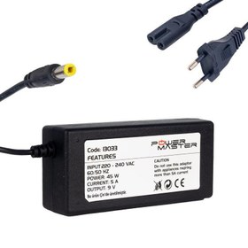 Resim Powermaster 9Volt 5Amper Pos Makinesi Adaptörü 5.5x2.5mm Jak Fişli 