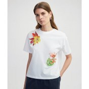 Resim İpekyol Aplikeli ve Hotfix Baskılı Kadın T-shirt IS1250070152 (IS1250070152) 