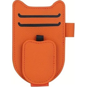 Resim Fochsia Turuncu Mikrofiber Deri Evrak Organizatörü Gözlük Kart Kalem Kompakt. 