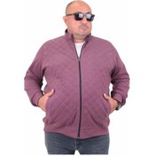 Resim Starbattal Büyük Beden Fermuarlı Hırka Diamond 23281 Eflatun-Eflatun Mürdüm 