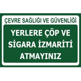 Resim KanvasSepeti Lütfen Yerlere Sigara Ve Çöp Atmayınız Folyo Etiket Baskı A4 (21 CM X 29,7 CM) Sticker 