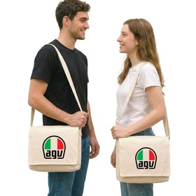 Resim AGV Logo Erkek Sevgili Çift Postacı Çantası Kanvas - Krem 