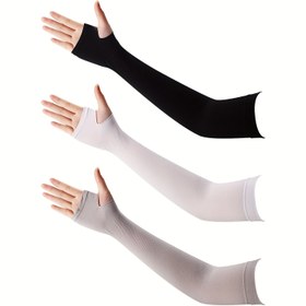 Resim 3 çift serinletici kol kolluğu, 3 renk kadın erkek yazlık sıkıştırma kol kollukları bisiklete binme sürüş golf yürüyüş koşu vb. için dövme kolluklar 