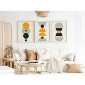 Resim Çerçeveli Modern 3'lü Tablo Seti - Sarı Siyah - Mdrn18 