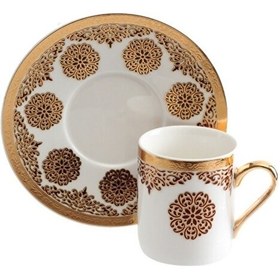 Resim Lotus Mahpeyker Bone Porselen 6 Kişilik Kahve Fincan Takımı 