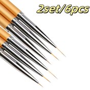 Resim 2 Set 6'lı Altın İnce Uçlu Boya Fırçaları, Ultra İnce Profesyonel Sanat ve Tırnak Tasarım Fırçaları, DIY Sanatçıları, Cadılar Bayramı, Noel Hediyeleri ve Oyuncak Boyama Araçları için Uygundur. 
