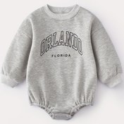 Resim 1 Adet Kışlık Body - Beyaz Orlando Florida Yazılı Siyah, Yumuşak Esnek Unisex Uzun Kollu Tulum, Fırfır Kenarlı & Yuvarlak Yakalı, Günlük Kullanım İçin (Sonbahar/Kış), Şık Giyim, Rahat Kıyafet, Outdoor için Mükemmel 