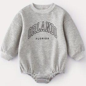 Resim 1 Adet Kışlık Body - Beyaz Orlando Florida Yazılı Siyah, Yumuşak Esnek Unisex Uzun Kollu Tulum, Fırfır Kenarlı & Yuvarlak Yakalı, Günlük Kullanım İçin (Sonbahar/Kış), Şık Giyim, Rahat Kıyafet, Outdoor için Mükemmel 