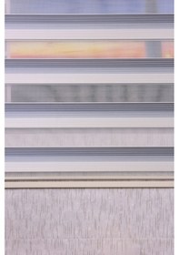 Resim Gri-krem Pliseli Etek Dilimsiz Ds 10658-v9 Zebra Stor Güneşlik Perde 