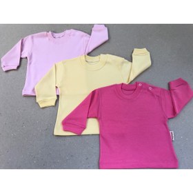 Resim bebedino Uzun Kollu Bebek Üst Badi (3 LÜ PAKET) (PEMBE,SARI,KOYUPEMBE) 0-24 Ay Arası 