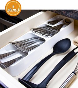 Resim Decobella 5 Bölmeli Çekmece Kaşıklık 39 X 11 Cm, Antrasit - Antrasit 