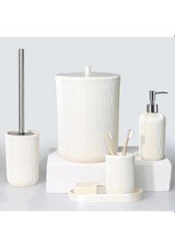 Resim By Selim Lydia İnci 5 Parça Polyester Banyo Seti İnci 