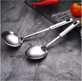 Resim 4 Parça Çelik Mutfak Servis Seti Kepçe Kevgir Spatula Kaşık Takımı Çeyiz Seti 