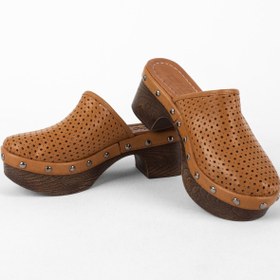 Resim LAL SHOES & BAGS Sabo Kadın Topuklu Terlik Hemşire Takunya-taba 
