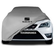 Resim ULTRASHOP Seat Ibiza 4 Hatchback (2008 - 2017) Gri Kumaş Araba Branda Logolu Kumaş Araba Brandası Penye Branda 