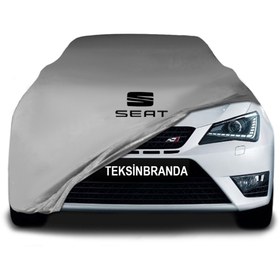 Resim ULTRASHOP Seat Ibiza 4 Hatchback (2008 - 2017) Gri Kumaş Araba Branda Logolu Kumaş Araba Brandası Penye Branda 