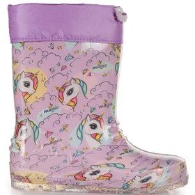 Resim Kiko Kids Rainbowa Unicorn Su Geçirmez Kız Çocuk Yağmur Çizmesi Lila - Turkuaz 