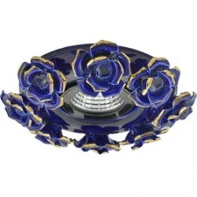 Resim Kazancı Seramik Spot Mavi Yaldız Gül Desenli CM09 Blue+Gold 