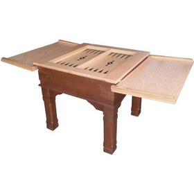 Resim Orta Sehpa Tavla-Satranç Model Takım Metal Kayın Retro Ayak Parla 