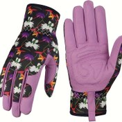 Resim 1 Çift Şık Çiçek Desenli Hafif Eldivenler - PU Poliüretan ve Polyester Karışımı, Canlı Mor Renkli Renkli Çiçekler ile, Noel, Sevgililer Günü ve Karnaval için Mükemmel, Dış Mekan Günlük Giyim 