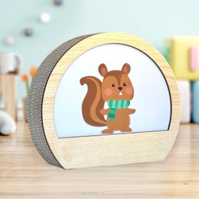 Resim HippoDeco Kişiselleştirilebilir - Hayvan Figürlü Ahşap LED Gece Lambası - Çocuk Odası Masa Lambası 