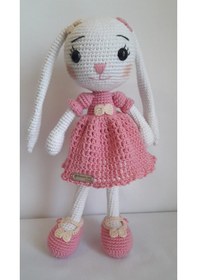 Resim Amigurumi Pembe Uzun Kulaklı Tavşan 