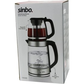 Resim Cam Elektrikli Çay Seti Çaycı 2lt+1.2lt 1500W Mavi Ledli 360 Derece Çelik Süzgeç Krom Kaplama (4887) 