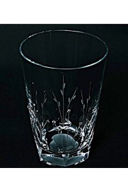 Resim Kristal Taşlı Köşeli Su Bardakları 6 Lı El İşçiliği Soğuk Kesme Lale Dekor Şeffaf 