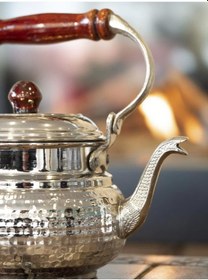 Resim Bakır Demlik İtalyan Model Gümüş Renk 