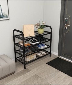 Resim Metallica Concept Çağla 4 Katlı Metal Düzenleyici Çok Amaçli Raf Ayakkabılık Siyah 