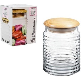Resim Paşabahçe 43173 Babylon Kavanoz Ahşap Kapaklı Cam Kavanoz 1120 Cc 