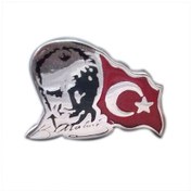 Resim Eminönügezgini Atatürk ve Bayrak Yaka Rozeti Gümüş 