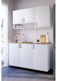 Resim Ruby Mutfak Dolabı Alt Üst Modül 135 Cm Tezgah Dahil Beyaz 
