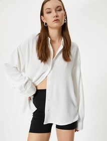 Resim Oversize Gömlek Uzun Kollu Dokulu 