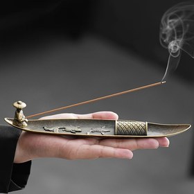 Resim Geleneksel Tekne Şeklinde Metal Buhur Yakıcı, Noel, Cadılar Bayramı, Paskalya, Hanuka, Şükran Günü için Şölen Ev Dekoru - Zarif Metal Tasarım 
