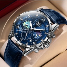 Resim Fochsia Lıge Erkek Astronomik Aydınlatmalı Kadranlı Kuvars Kronograf Silvery Blue Saat Diğer 