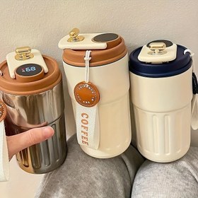 Resim Erkekler ve kadınlar için izole seyahat bardağı, 316 paslanmaz çelik sızdırmaz kapaklı retro kahve termosu, içecekleri saatlerce sıcak veya soğuk tutan termal fincan, ofis ve dış mekanlar için ideal 