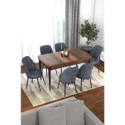 Resim Canisa Concept Canisa Via Serisi Açılabilir Barok Ahşap Desen Masa 6 Füme Adet Sandalye 