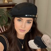 Resim Vintage Kemer Süslemeli Beret Şapka Klasik Düz Renk Boyacı Kapak Hafif Bereler Kadınlar İçin Sonbahar ve Kış 