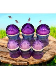 Resim Kapaklı Baharatlık Tuzluk - 6 Lı Baharatlık Seti 2 Boy Mor Kırmızı 