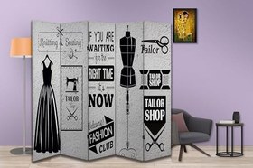 Resim Moda Tasarımlı Özel Tasarım Paravan Room Divider 180 x 200 cm 